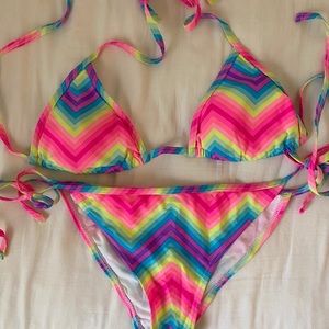 Neon Rainbow triangle bikini size 6